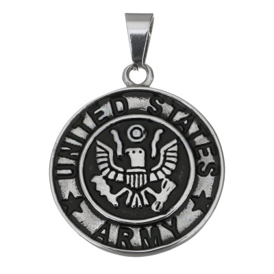 United States Army pendant made of surgical steel in two color combinations