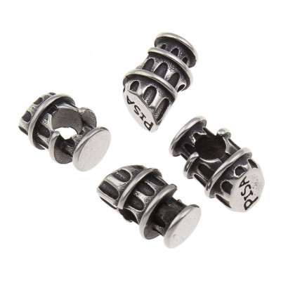 Bead Leaning Tower of Pizzas, surgical steel