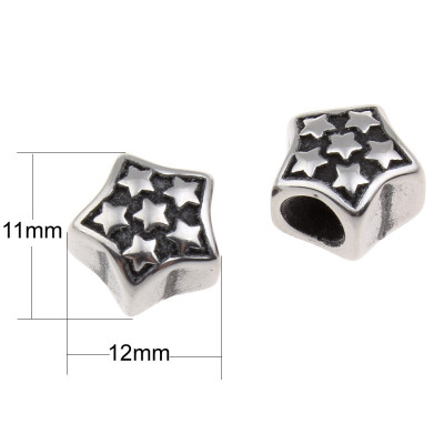 Surgical steel five-pointed star shaped bead