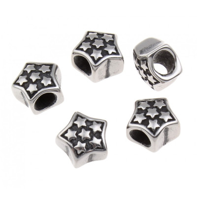 Surgical steel five-pointed star shaped bead