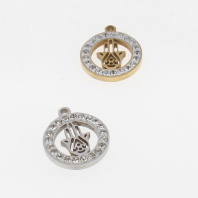 Hamsa pendant in two color combinations made of surgical steel