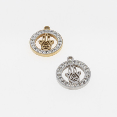 Hamsa pendant in two color combinations made of surgical steel