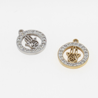 Hamsa pendant in two color combinations made of surgical steel