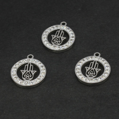 Hamsa pendant in two color combinations made of surgical steel