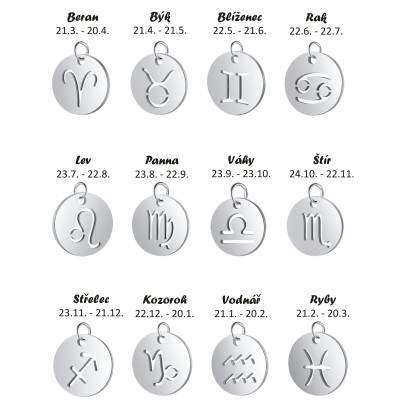 Pendant Zodiac sign made of surgical steel