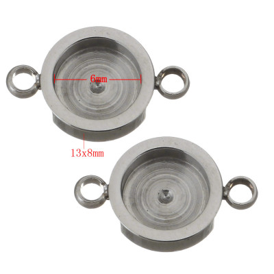 Round bed connector inner dimension 6mm surgical steel 316