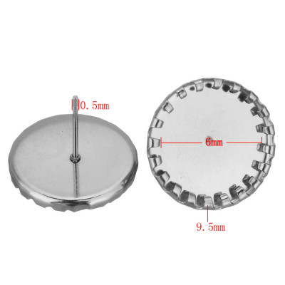 Puseta vnitřní strana 6mm s  miskou a ozdobnými okraji z chirurgické oceli