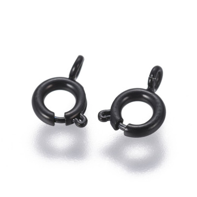 304 Stainless Steel Spring Ring Clasps black elektroplating