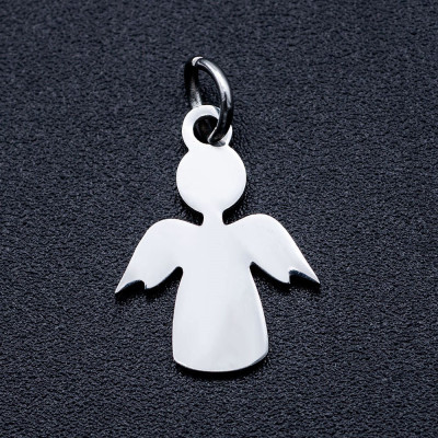 Angel pendant with a connecting ring made of surgical steel