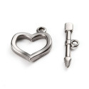 304 Stainless Steel Toggle Clasps Heart with Arrow
