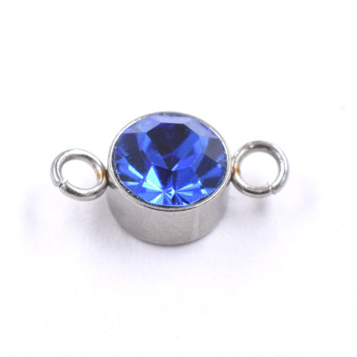 Sapphire color chaton connector made of surgical steel