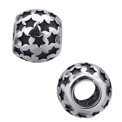 Pink bead with chaton wave made of surgical steel