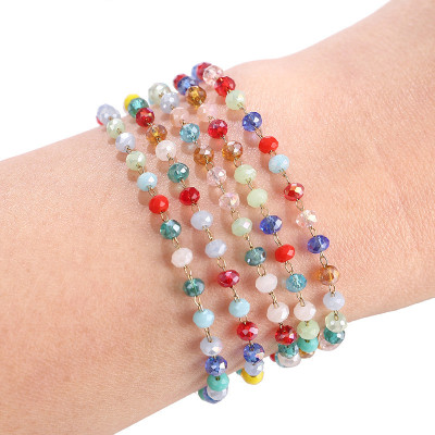 Řetízkovina s barevnými korálky zlatá galvanizace chirurgická ocel