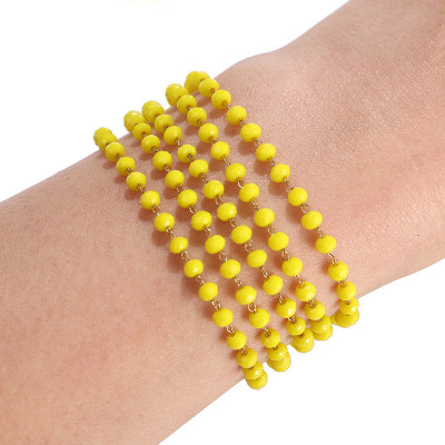 Řetízkovina s barevnými korálky zlatá galvanizace chirurgická ocel