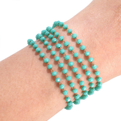 Řetízkovina s barevnými korálky zlatá galvanizace chirurgická ocel