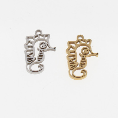 Seahorse pendant in two color combinations made of surgical steel