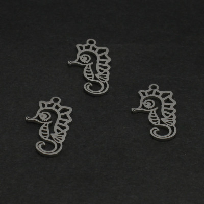 Seahorse pendant in two color combinations made of surgical steel