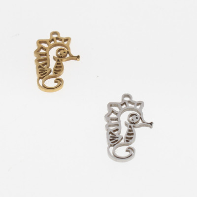 Seahorse pendant in two color combinations made of surgical steel