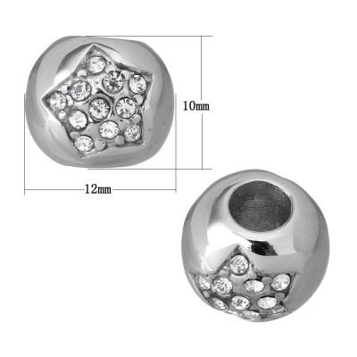 Bead with an ornament from chatons in the form of a star, surgical steel