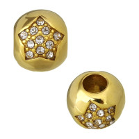 Bead with a large spinning chaton star
in gold plating or without surface treatment