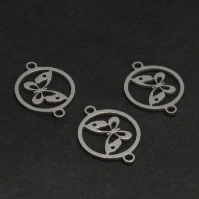 Surgical steel bow tie connector in two color combinations