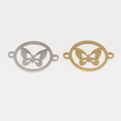 Surgical steel bow tie connector in two color combinations