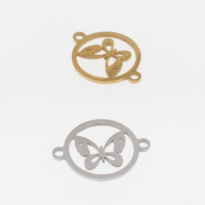 Surgical steel bow tie connector in two color combinations