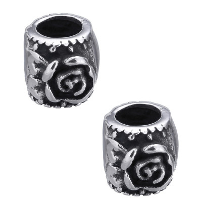 Bead with a large thread, floral motif, surgical steel