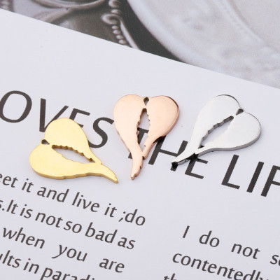 Heart pendant with wings in three color combinations made of surgical steel