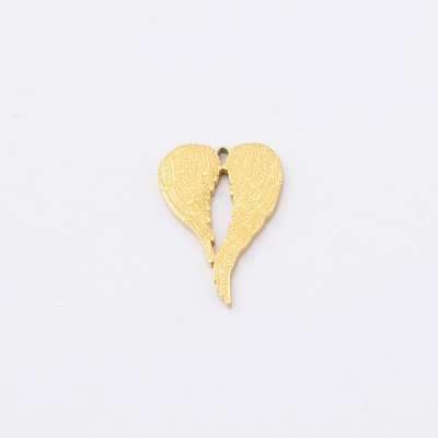 Heart pendant with wings in three color combinations made of surgical steel