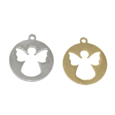 Pendant with an angel in two colors, surgical steel