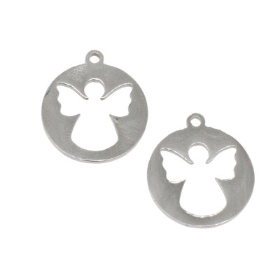 Pendant with an angel in two colors, surgical steel
