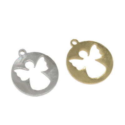Pendant with an angel in two colors, surgical steel