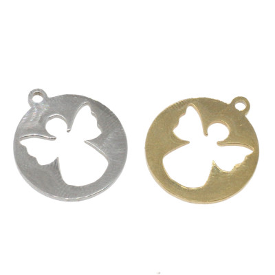 Pendant with an angel in two colors, surgical steel