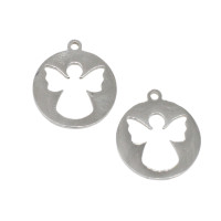 Pendant with an angel in two colors, surgical steel