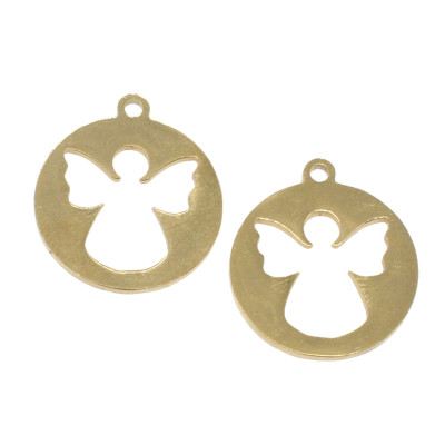 Pendant with an angel in two colors, surgical steel