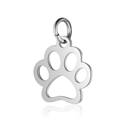 Pendant cut paw of surgical steel in three color combinations