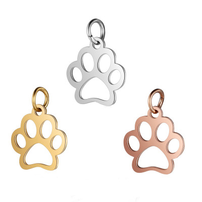 Pendant cut paw of surgical steel in three color combinations