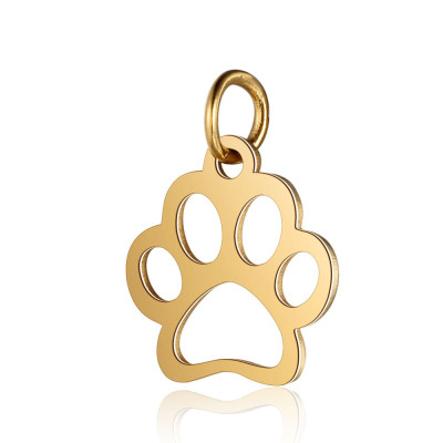 Pendant cut paw of surgical steel in three color combinations