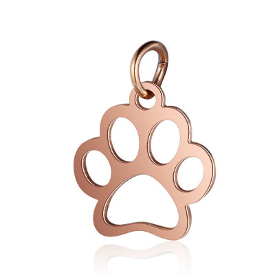 Pendant cut paw of surgical steel in three color combinations