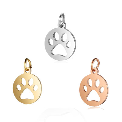 Surgical steel paw pendant in three color combinations
