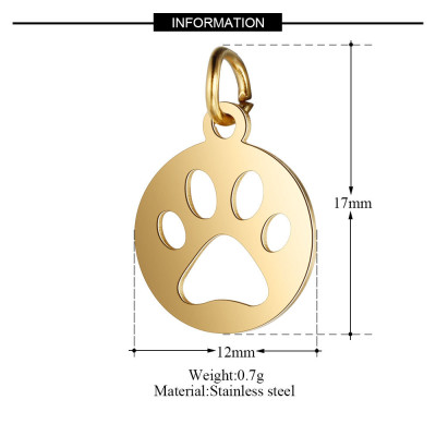 Surgical steel paw pendant in three color combinations