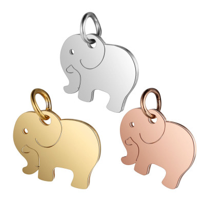 Elephant pendant made of surgical steel in three color combinations