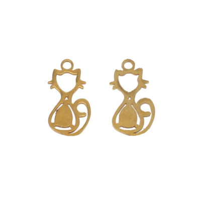 Cat pendant in two colors of surgical steel