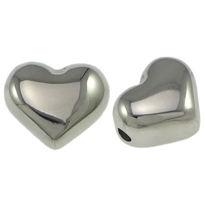 Heart bead 10,5 x 9mm made of surgical steel