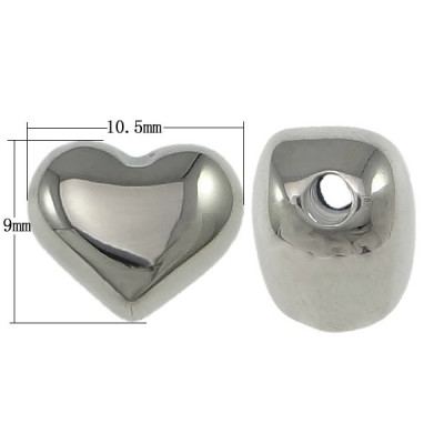 Heart bead 10,5 x 9mm made of surgical steel