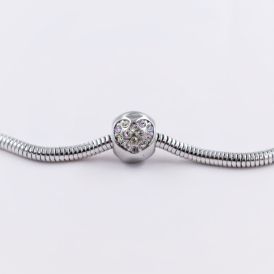 Bead with hearts in many color combinations surgical steel