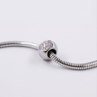 Bead with hearts in many color combinations surgical steel