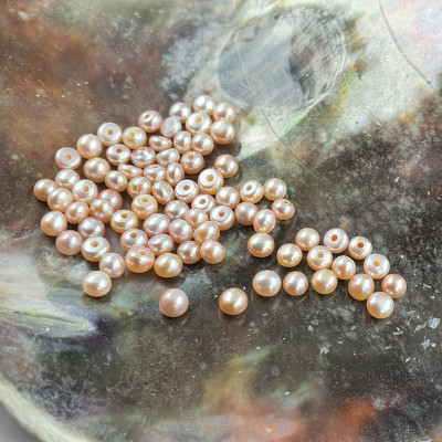 Freshwater pearl light 3-3.5mm semi-drilled