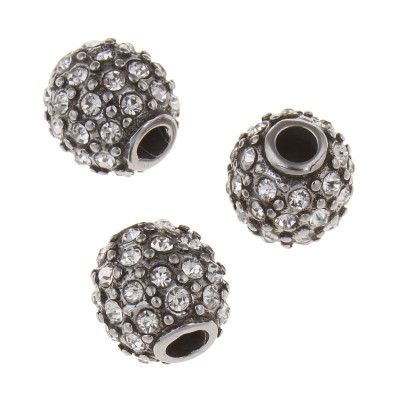 Bead oval of surgical steel with chatons